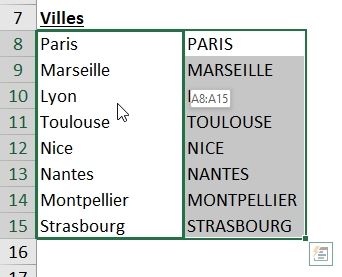 Excel formation - Texte en majuscules - 07