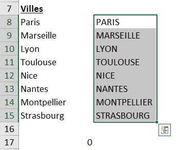 Excel formation - Texte en majuscules - 10