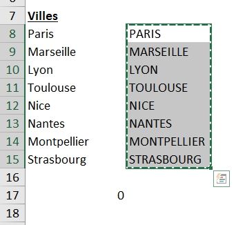 Excel formation - Texte en majuscules - 11