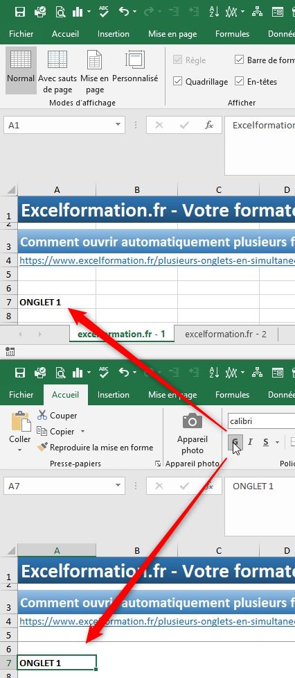 Excel formation - Afficher automatiquement deux fenêtres - 07