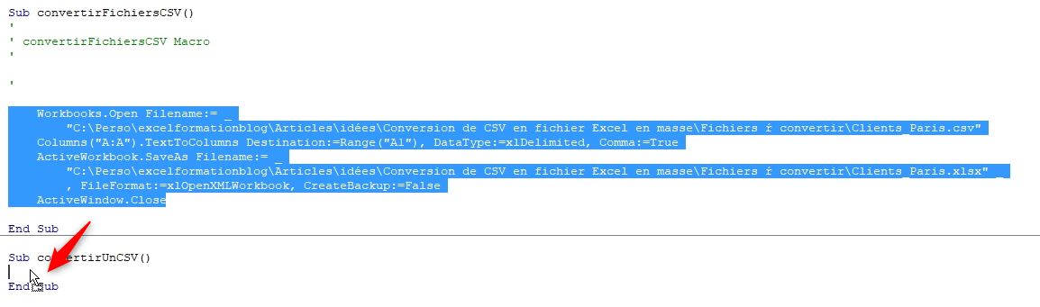 Excel formation - Conversion de CSV en fichier Excel en masse - 18