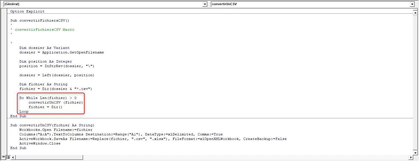Excel formation - Conversion de CSV en fichier Excel en masse - 22