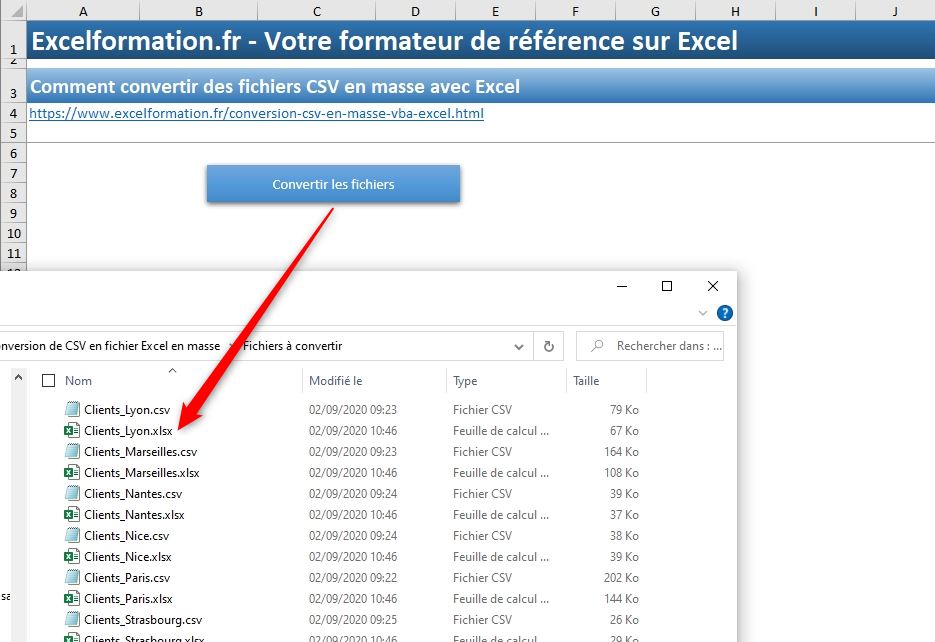 Excel formation - Conversion de CSV en fichier Excel en masse - 23