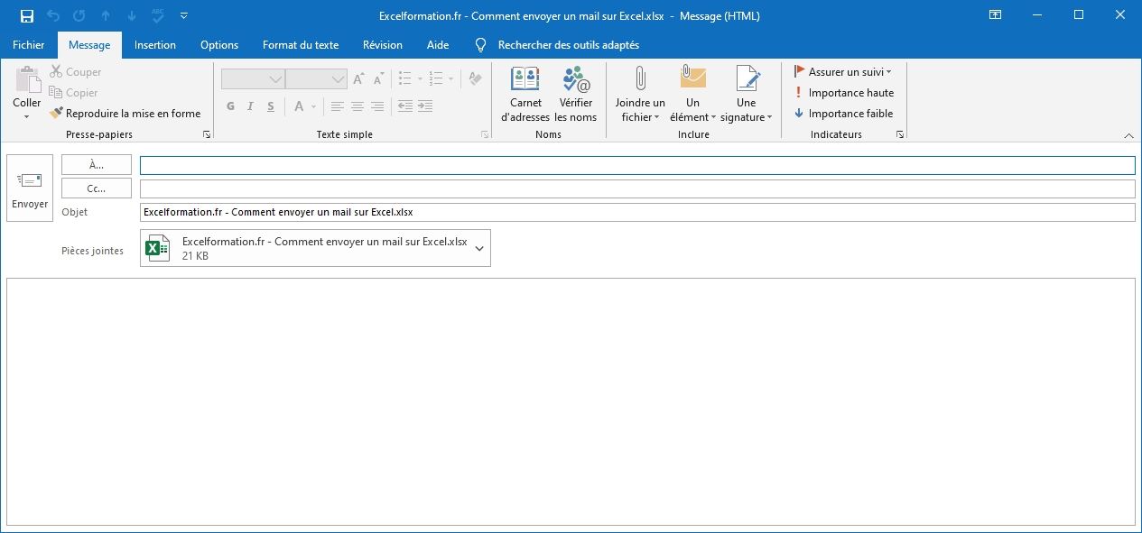 Excel formation - Envoyer un mail sans VBA - 04