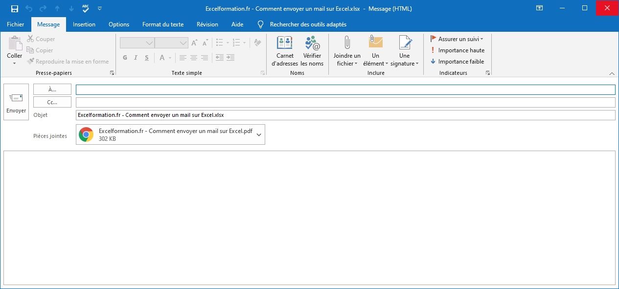 Excel formation - Envoyer un mail sans VBA - 06