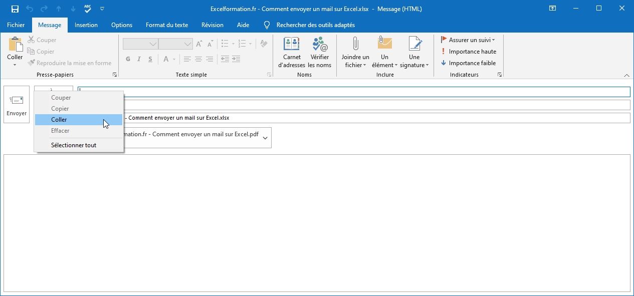 Excel formation - Envoyer un mail sans VBA - 17