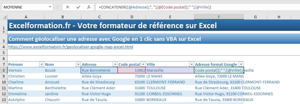 Excel formation - geolocalisation excel - 07