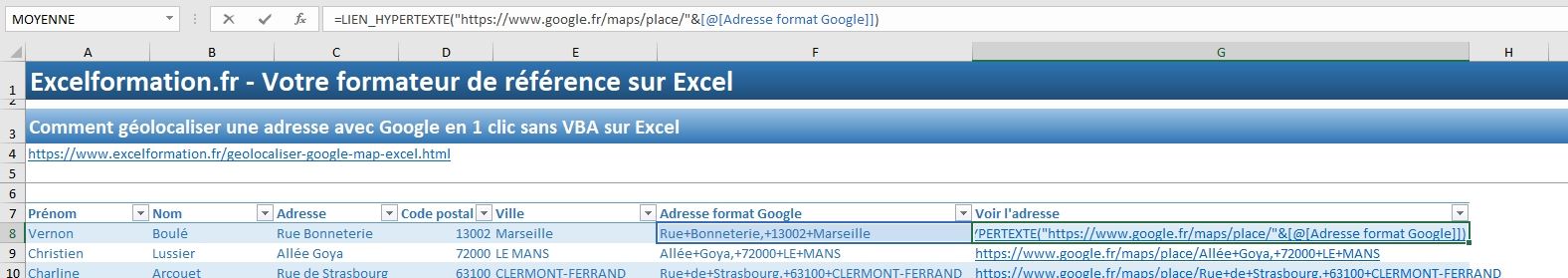 Excel formation - geolocalisation excel - 11