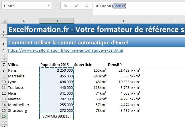 Excel formation - La somme automatique - 08