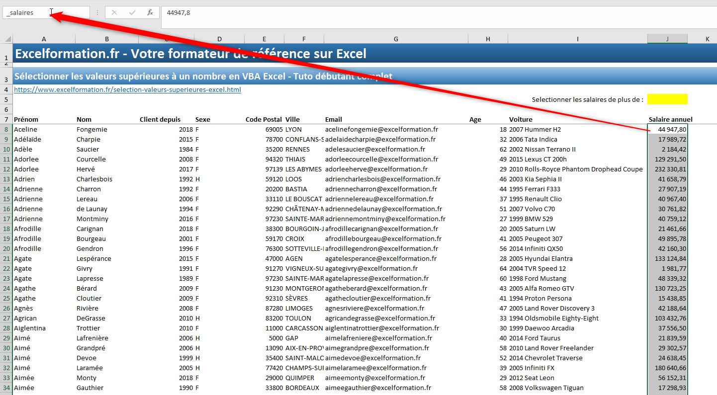 Excel formation - Sélectionner les cellules supérieures à une valeur - 03