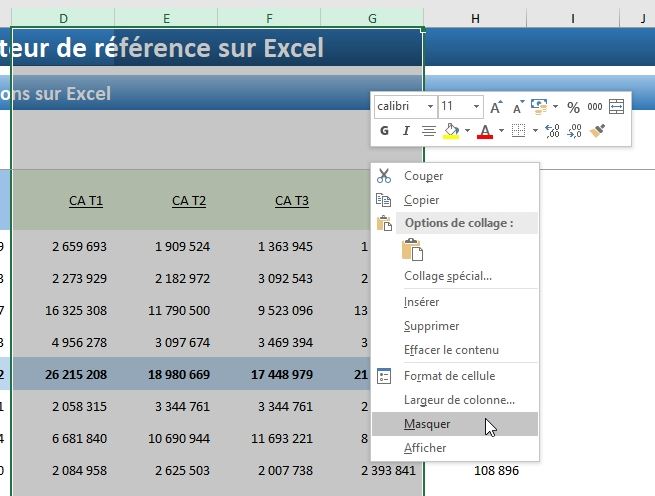 Excel formation - Afficher ou masquer des lignes sur Excel - 22