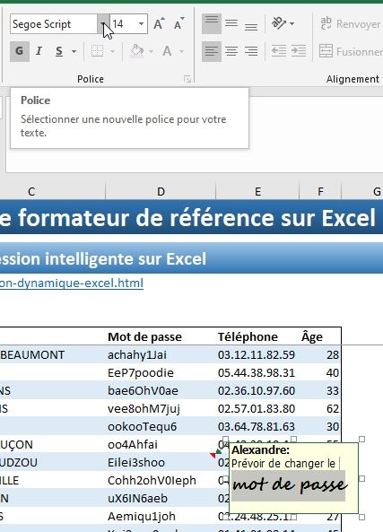 Excel formation - Créer des commentaires de pro - 05