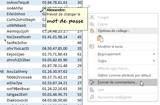 Excel formation - Créer des commentaires de pro - 06