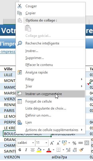 Excel formation - Créer des commentaires de pro - 31