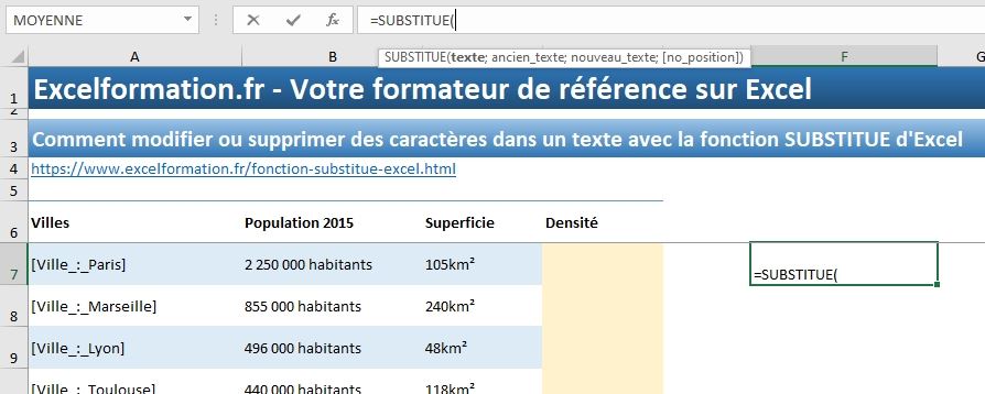 Excel formation - Modifier ou supprimer des caractères - 03