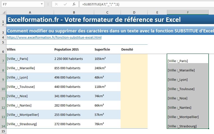 Excel formation - Modifier ou supprimer des caractères - 07