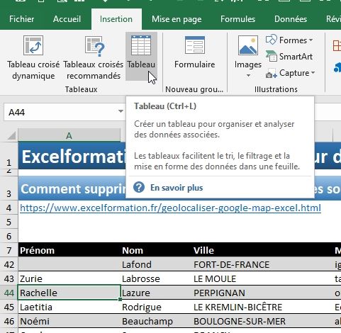 Excel formation - supprimer ligne - 16