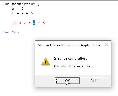 Excel formation - VBA29 Les erreurs de VBA 1 - 04