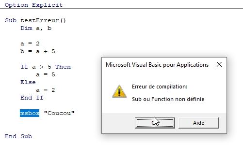 Excel formation - VBA29 Les erreurs de VBA 1 - 06