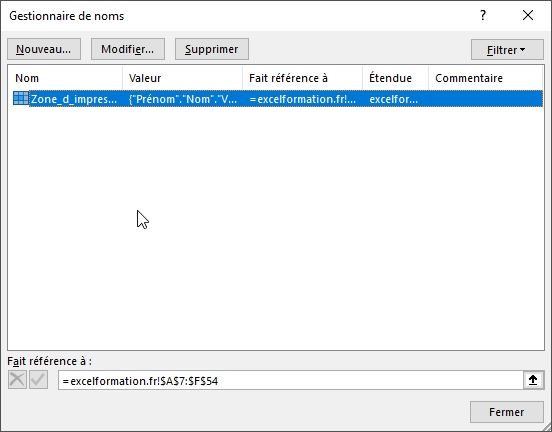 Excel formation - Comment créer une zone d'impression dynamique - 15