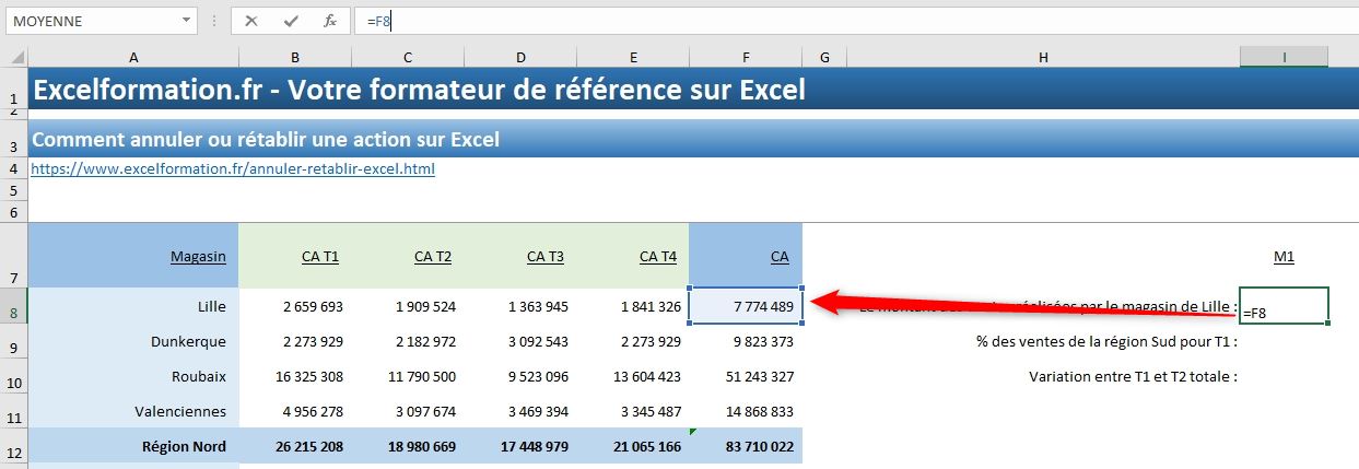 Excel formation - nommer cellules automatiquement - 02