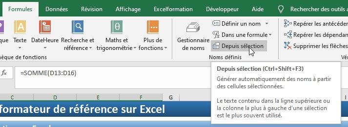 Excel formation - nommer cellules automatiquement - 12