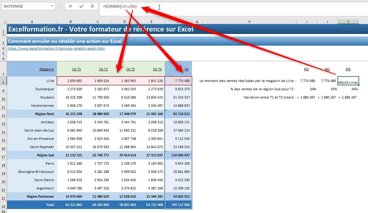 Excel formation - nommer cellules automatiquement - 16