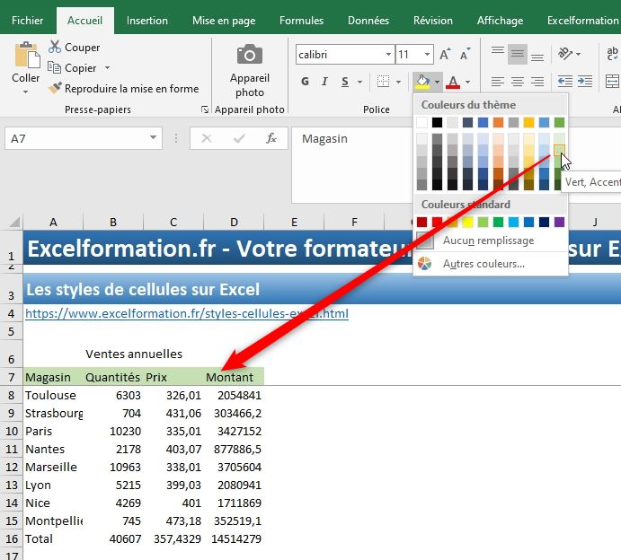 Excel formation - Utiliser les styles d'Excel - 01