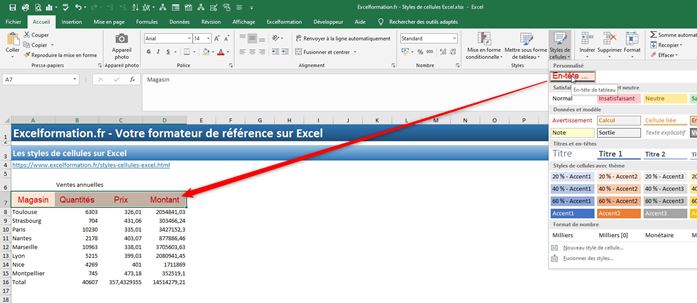 Excel formation - Utiliser les styles d'Excel - 17