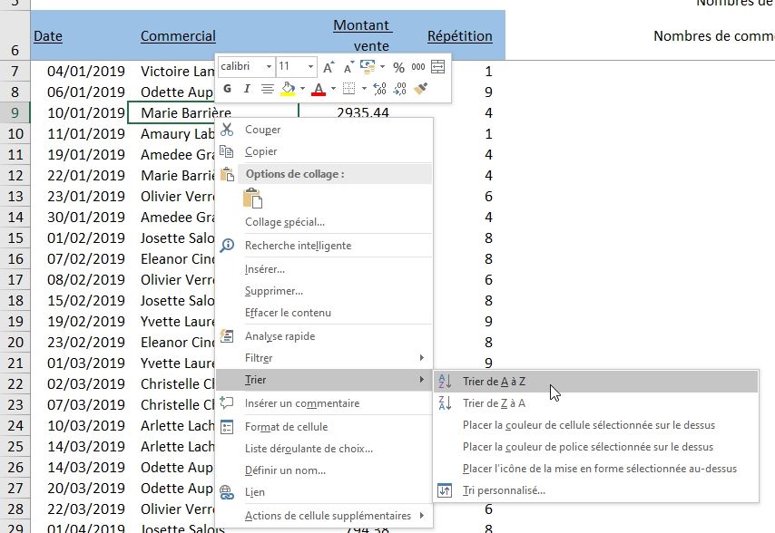 Excel formation - Compter les valeurs uniques - 08