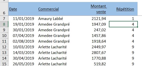 Excel formation - Compter les valeurs uniques - 10