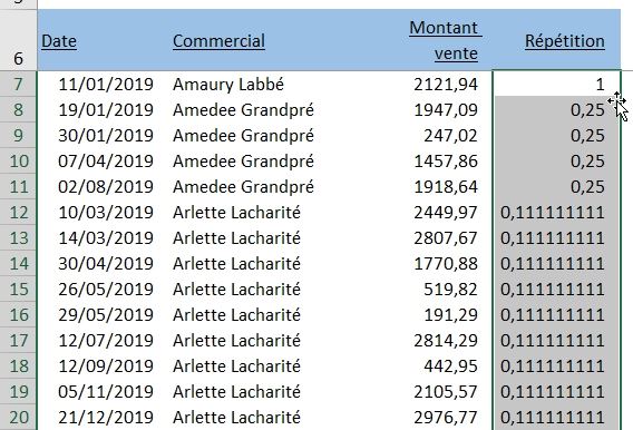 Excel formation - Compter les valeurs uniques - 11