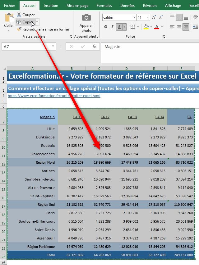 Excel formation - les options de collages avancées - 03