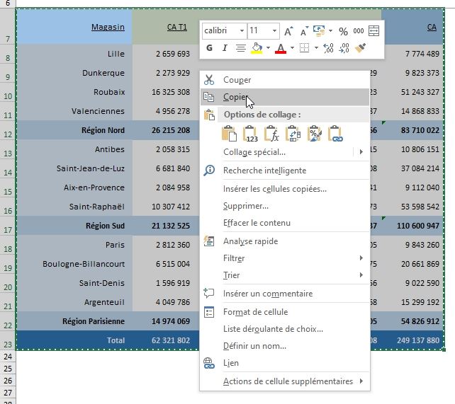 Excel formation - les options de collages avancées - 09