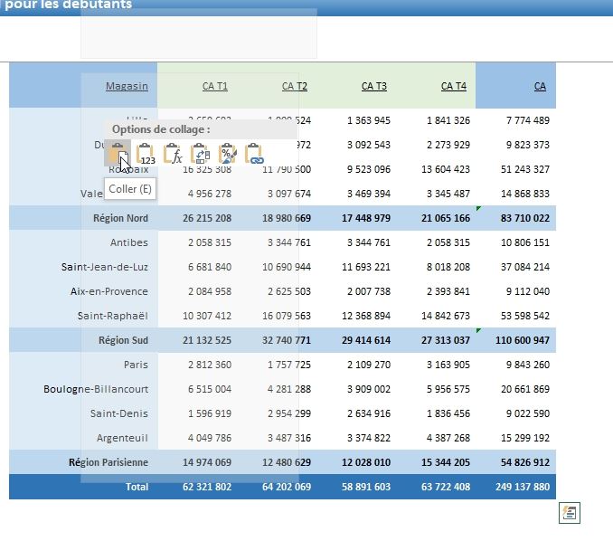 Excel formation - les options de collages avancées - 10