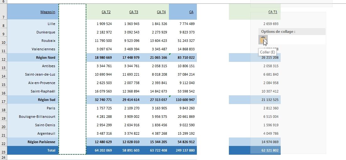 Excel formation - les options de collages avancées - 12