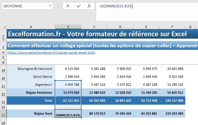 Excel formation - les options de collages avancées - 17