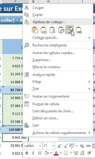 Excel formation - les options de collages avancées - 30