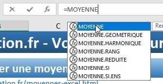 Excel formation - calcul de moyenne - 04