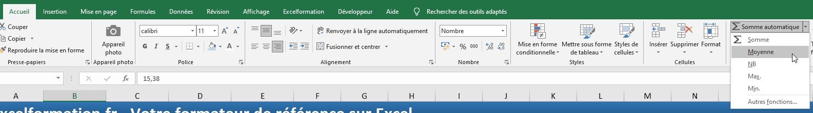 Excel formation - calcul de moyenne - 10