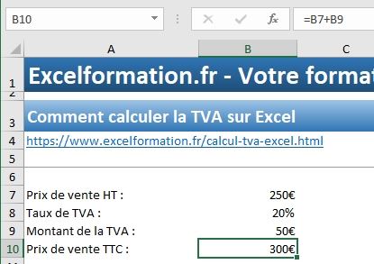 Excel formation - Calcul de TVA sur Excel - 04