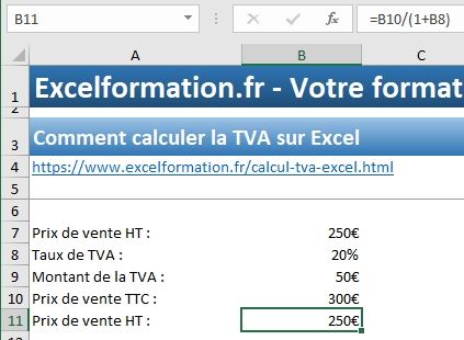 Excel formation - Calcul de TVA sur Excel - 08