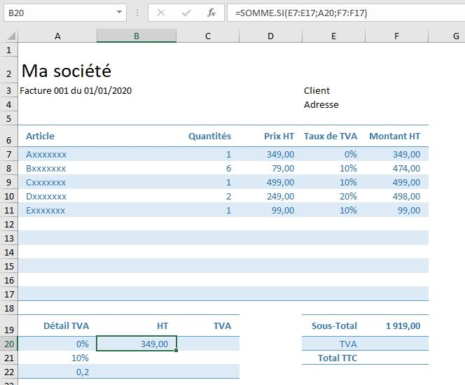 Excel formation - Calcul de TVA sur Excel - 10