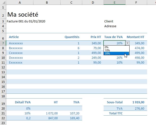 Excel formation - Calcul de TVA sur Excel - 15