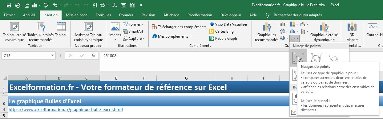 Excel formation - graphique bulle - 03