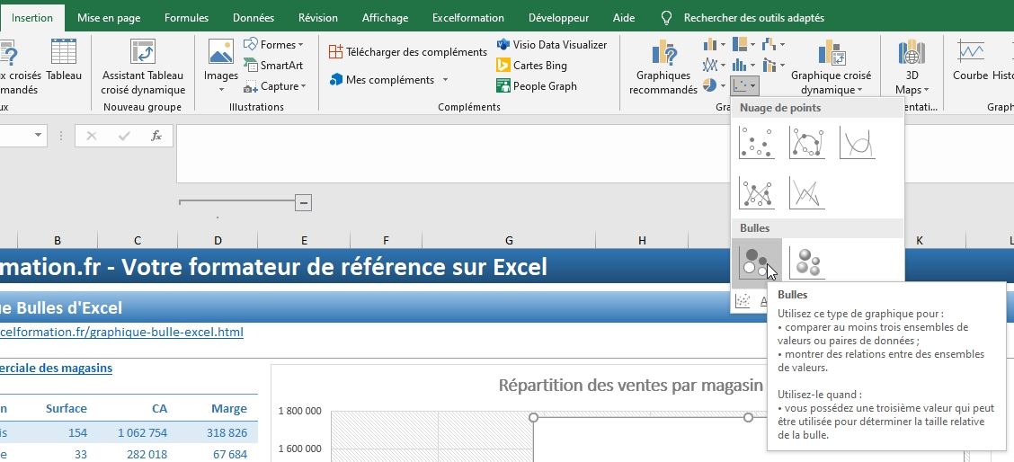 Excel formation - graphique bulle - 31