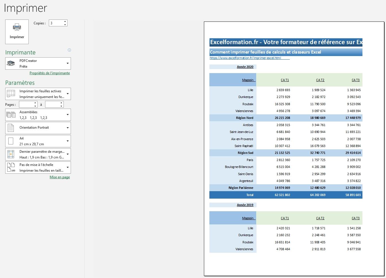 Excel formation - imprimer les feuilles de calcul - 13