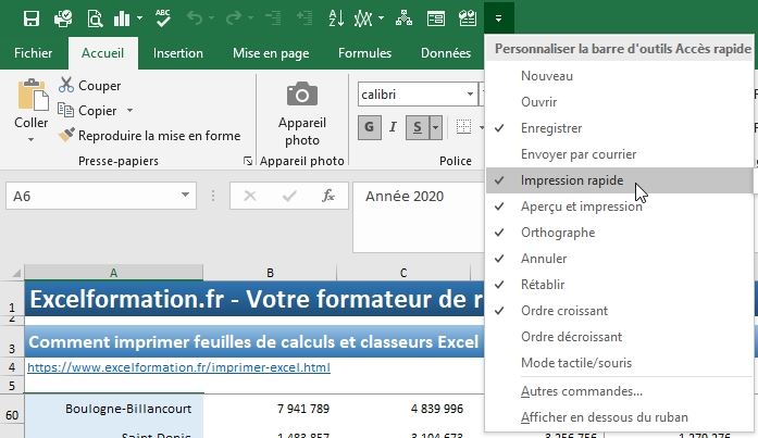 Excel formation - imprimer les feuilles de calcul - 16