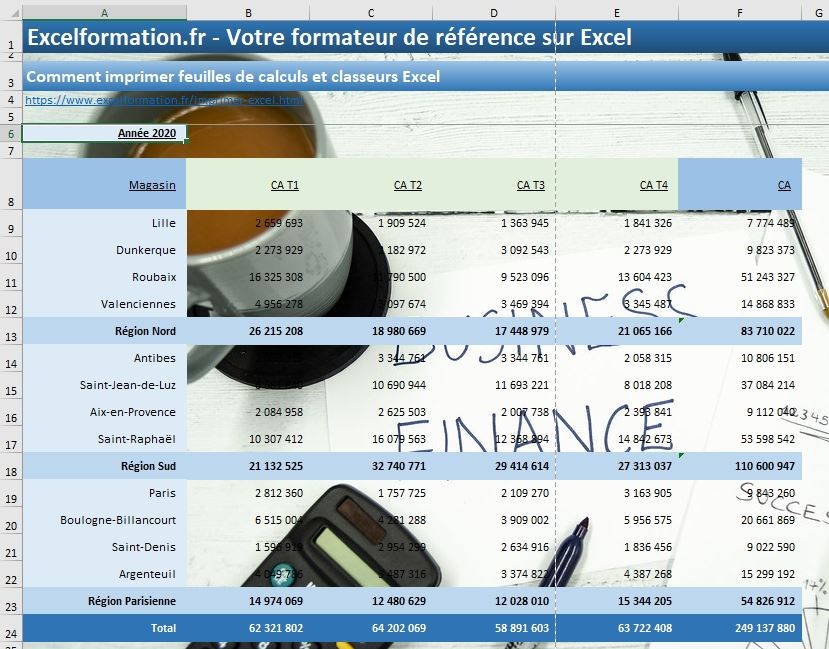 Excel formation - imprimer les feuilles de calcul - 24