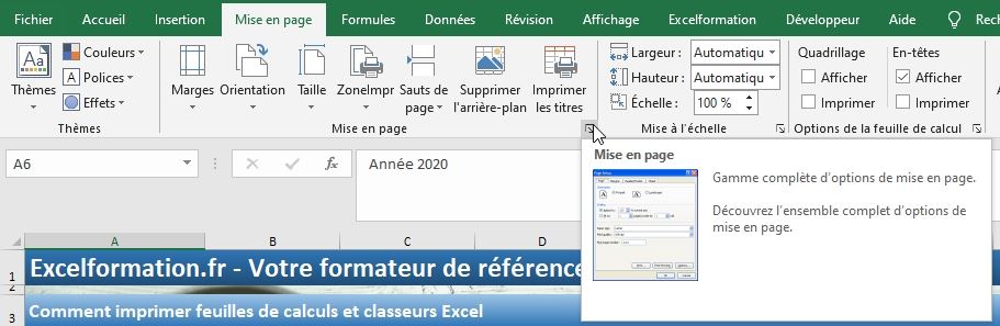 Excel formation - imprimer les feuilles de calcul - 25